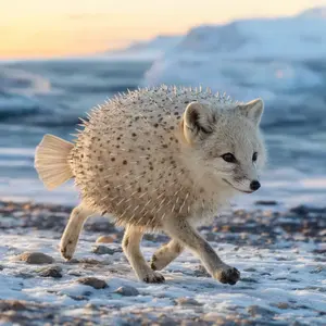 Arctic fox + Pufferfish